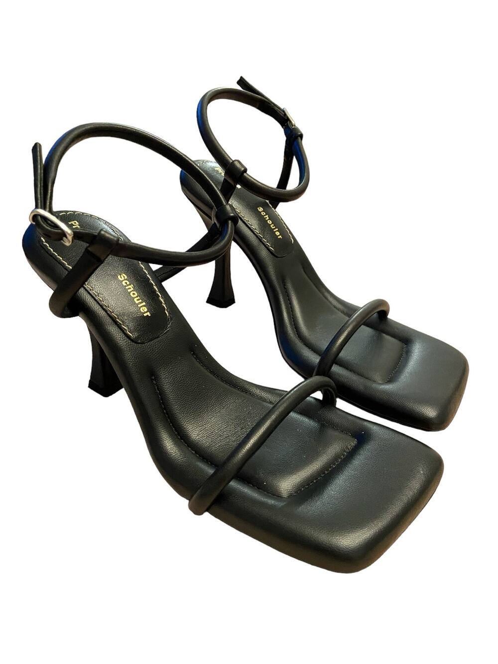 Proenza Schouler Padded High Heel Sandals Square Toe Lamb Leather Night Out 6